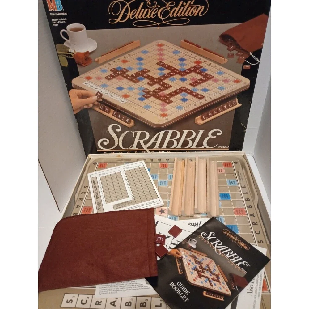 Scrabble Deluxe Edition Board Game Crossword Rotating Board 4034 1989 Complete